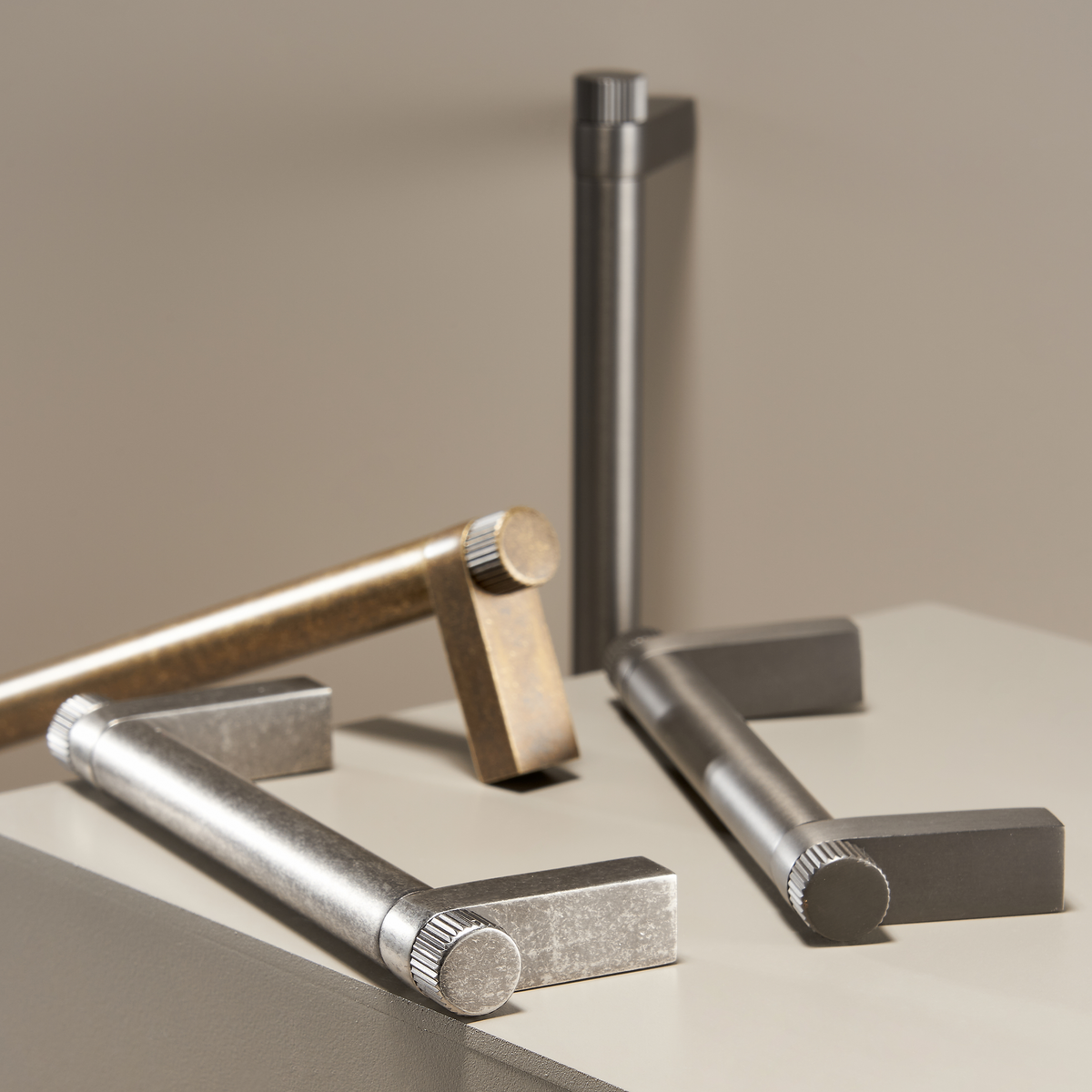 Linus Solid Brass Handle | Grinded Nickel S-L