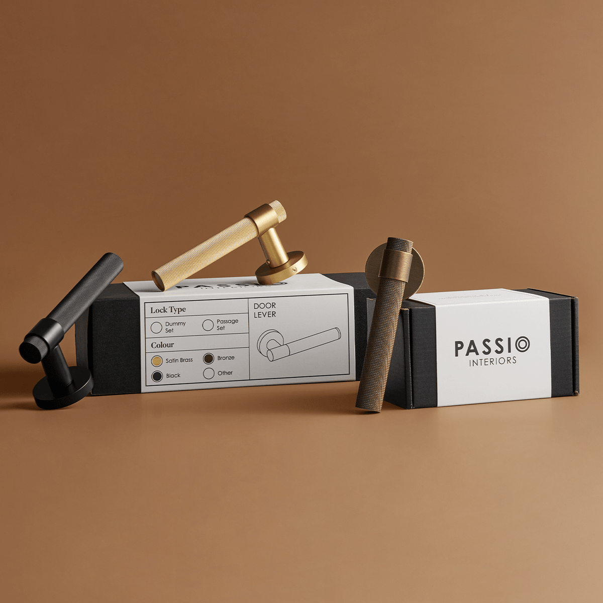 Bevan Solid Brass Door Lever | Black - Passio Interiors