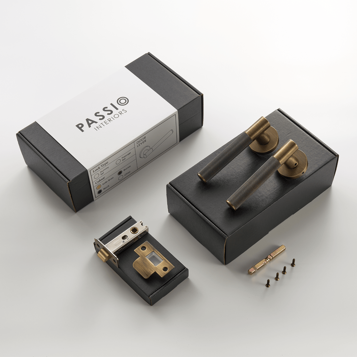Cruz Solid Brass Door Lever | Black - Passio Interiors