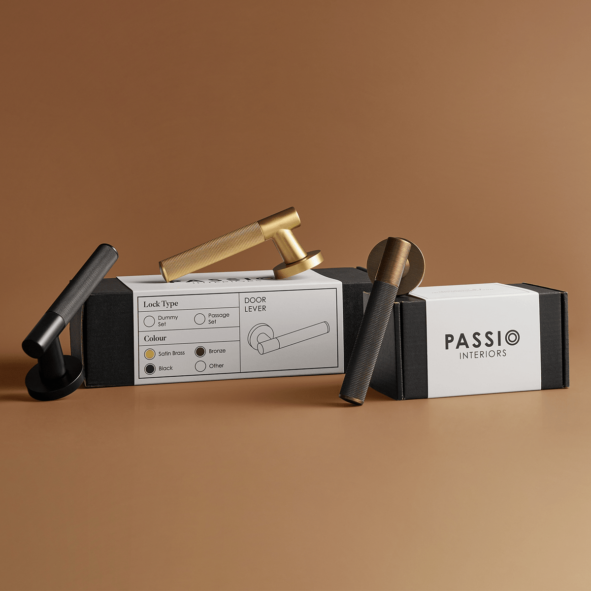 Cruz Solid Brass Door Lever | Black - Passio Interiors