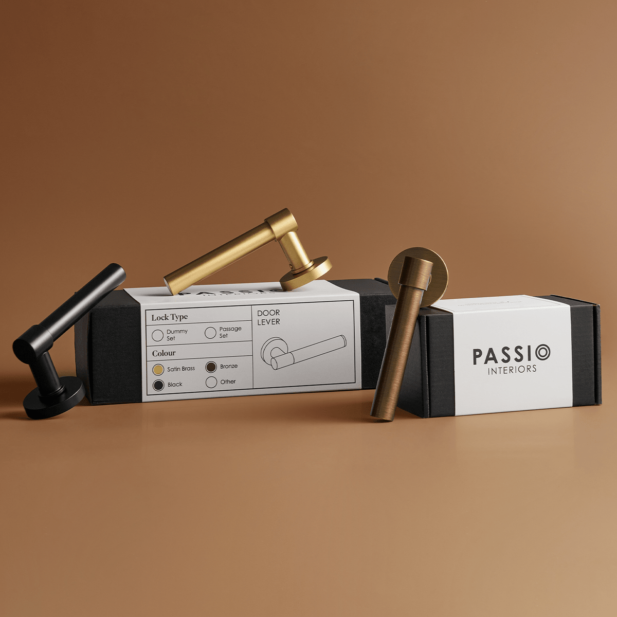 Dylan Solid Brass Door Lever | Black - Passio Interiors