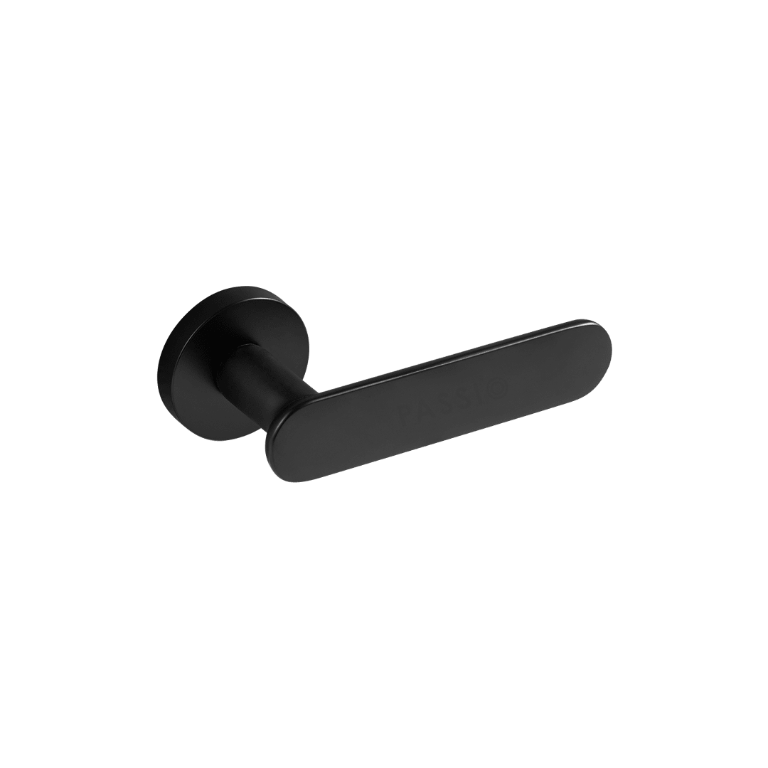 Flux Solid Brass Door Lever | Black - Passio Interiors
