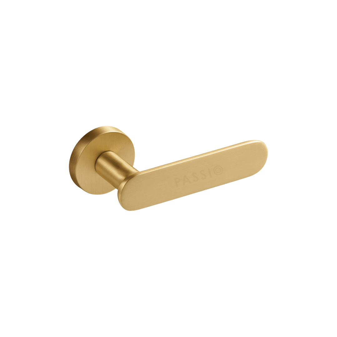 Flux Solid Brass Door Lever | Gold - Passio Interiors