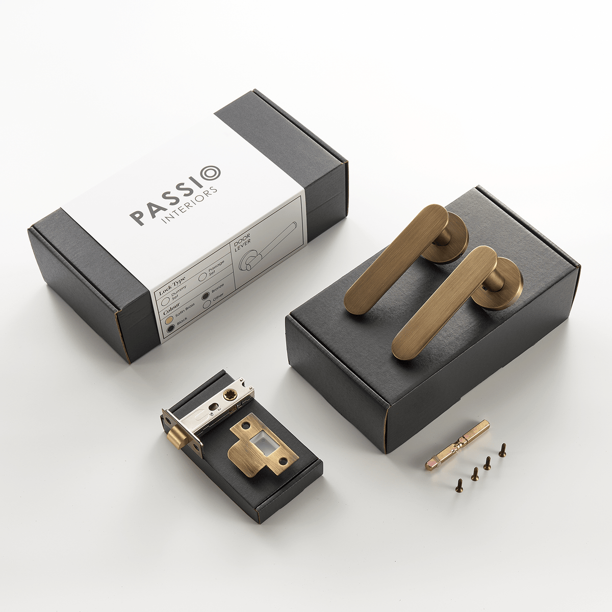 Flux Solid Brass Door Lever | Bronze - Passio Interiors