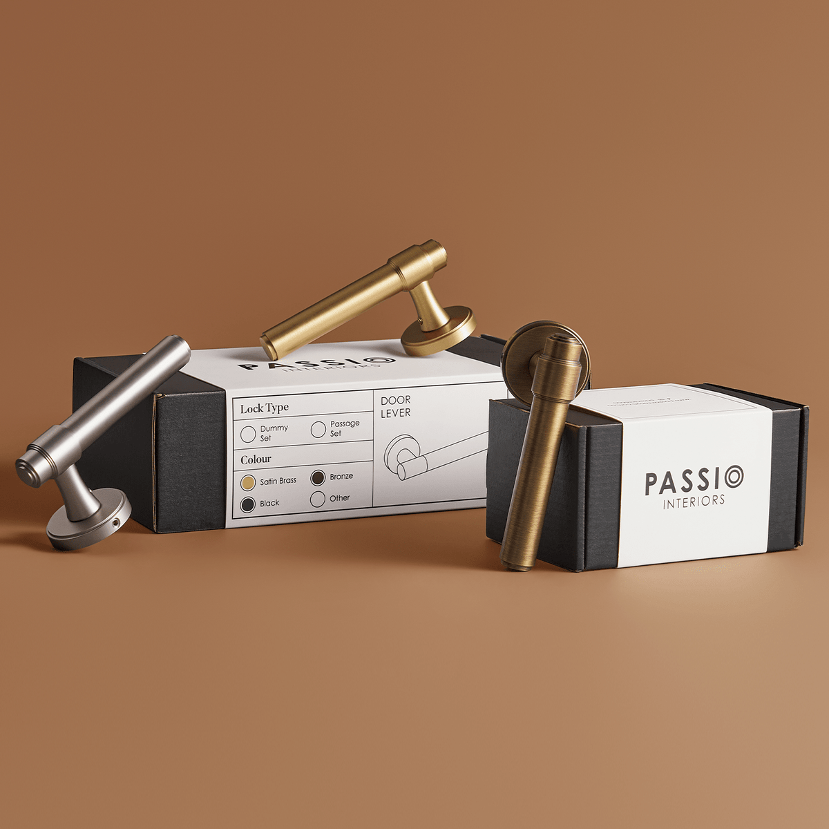 Orson Solid Brass Door Lever | Satin Nickel - Passio Interiors