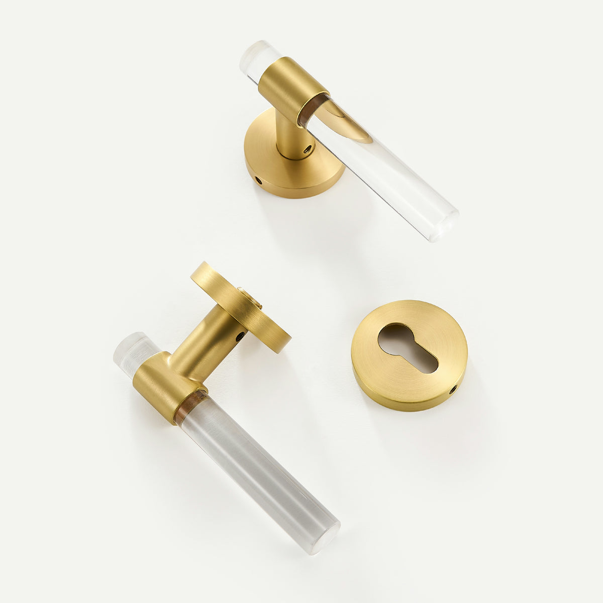 Mando Solid Brass &amp; Acrylic Door Lever | Gold