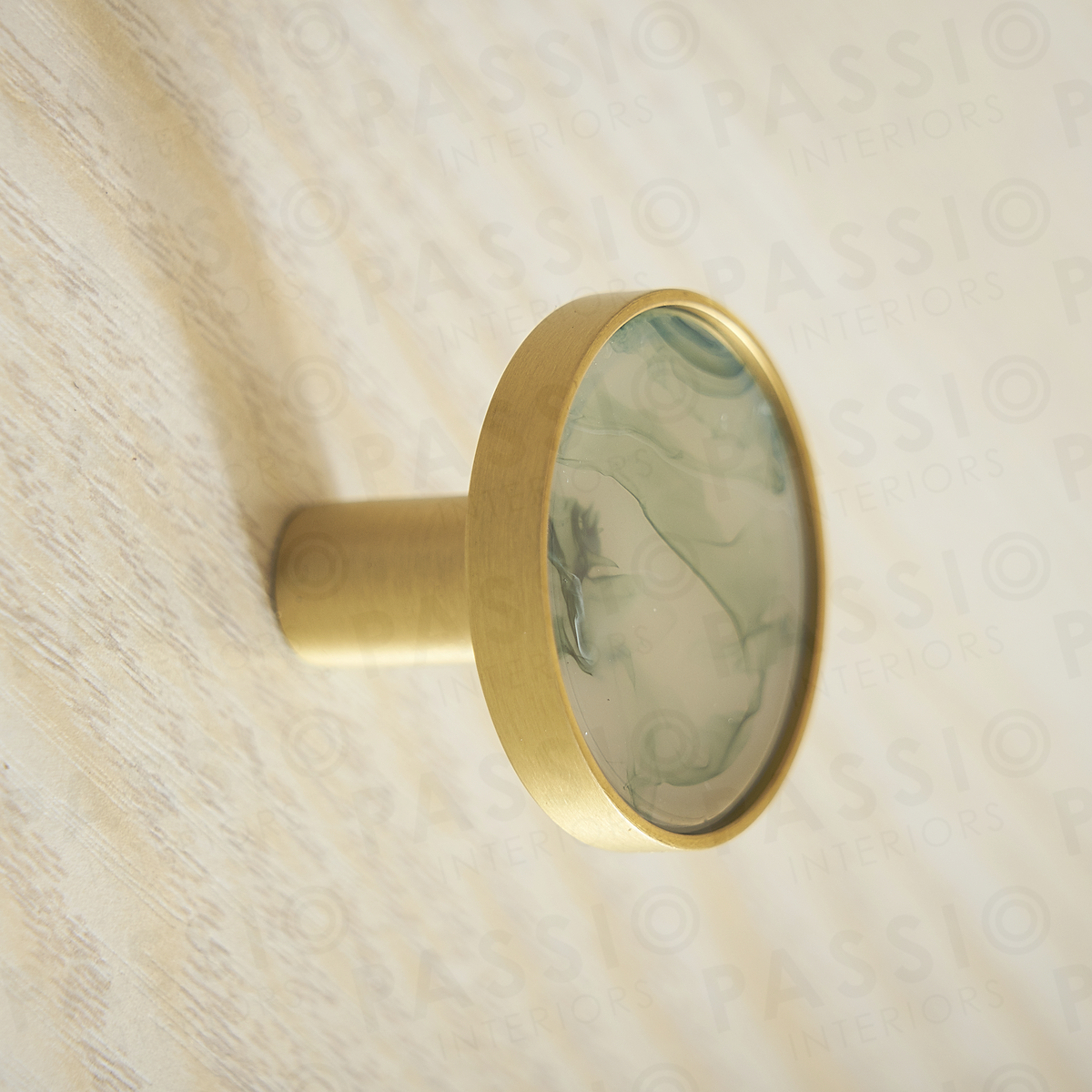 Myra Solid Brass &amp; Acrylic Round Knob | Gold &amp; Celadon Green S - L