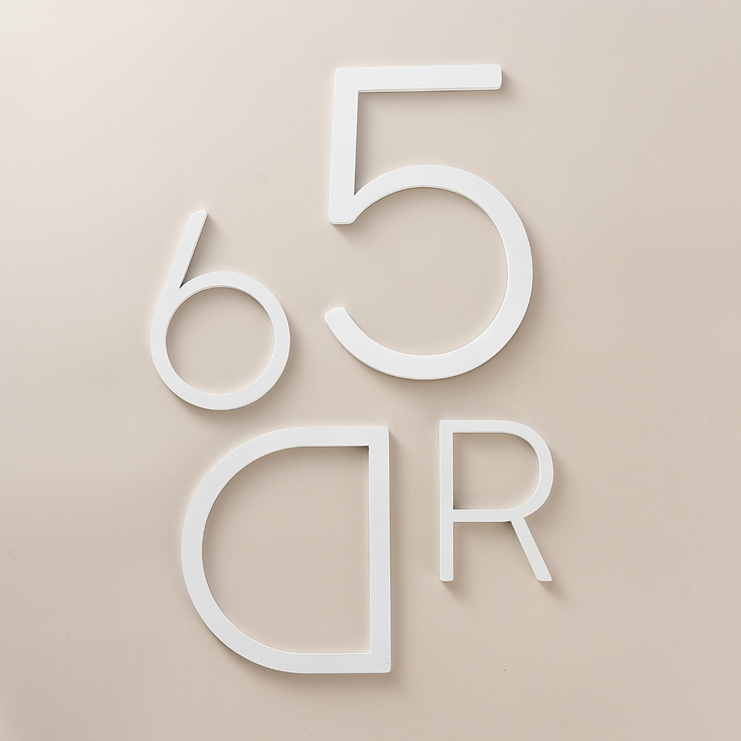 Smooth Solid Brass Floating Numbers | White 10cm - 20cm