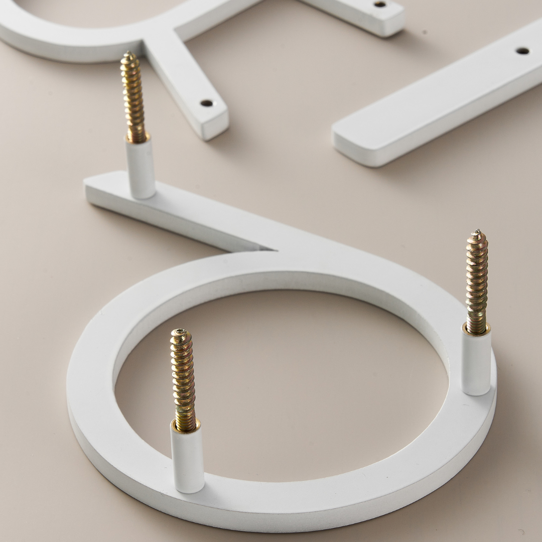 Smooth Solid Brass Floating Numbers | White 10cm - 20cm