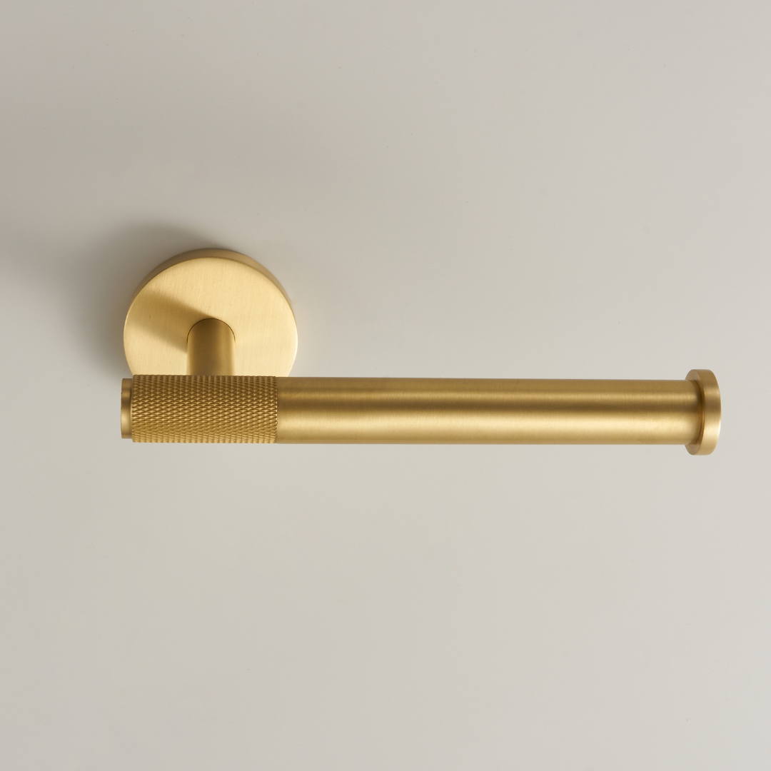 Knurled Toilet Roll Holder | Satin Brass