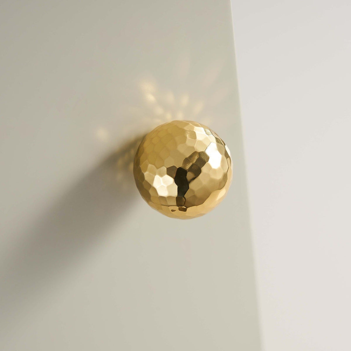 Otto Solid Brass Hammered Spherical Knob | Polished Gold