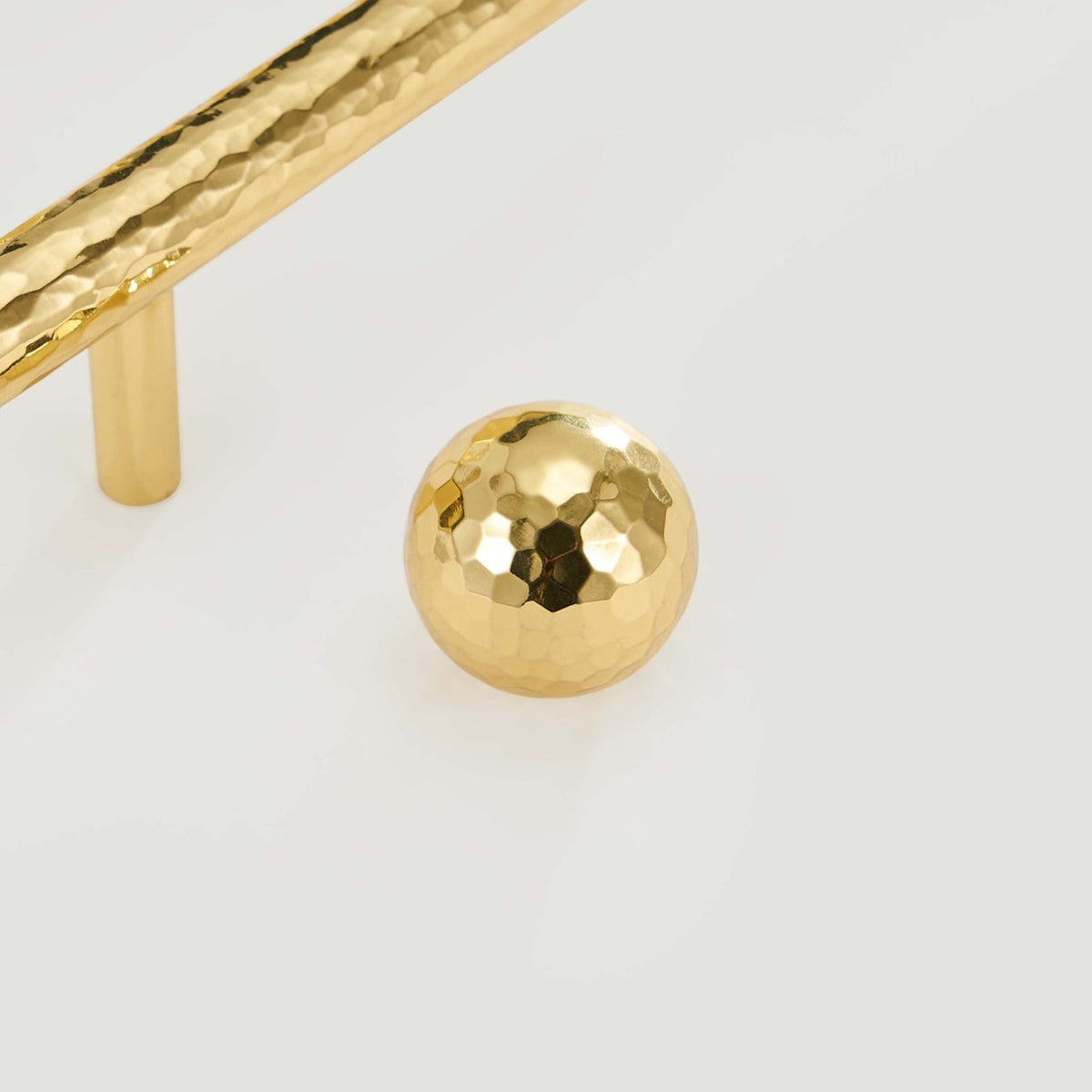 Otto Solid Brass Hammered Spherical Knob | Polished Gold