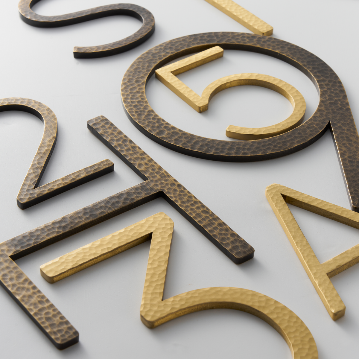 Hammered Solid Brass Floating Numbers | Gold 10cm - 20cm