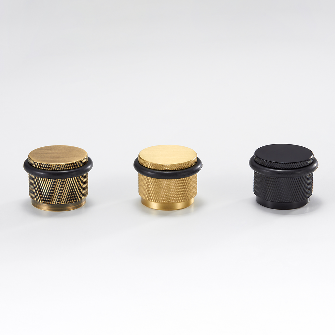 Knurled Solid Brass Door Stop | Black [2024 Version]