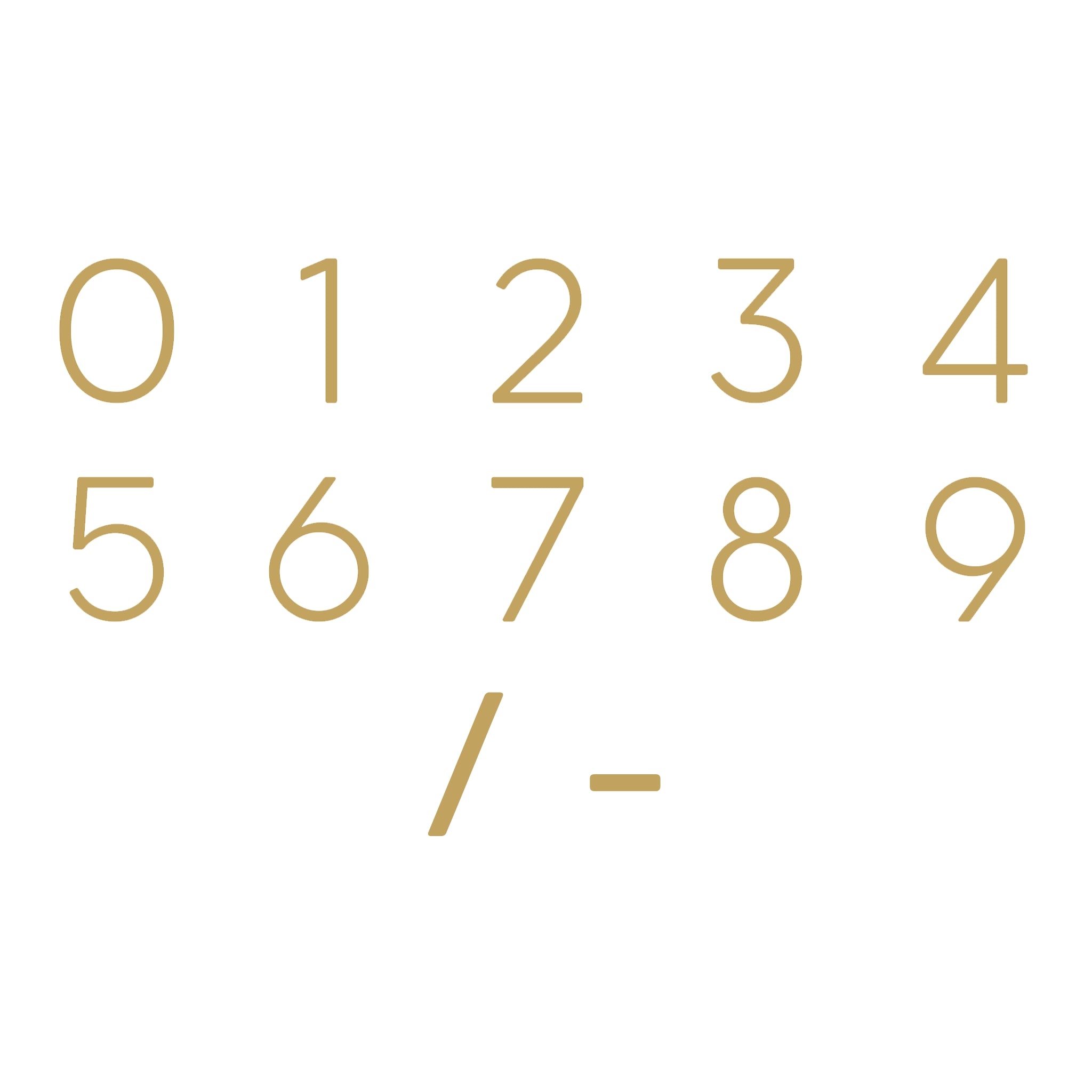 Smooth Solid Brass Floating Numbers | Gold 10cm - 20cm - Passio Interiors