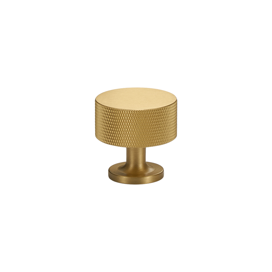 Freya Solid Brass Knob | Satin Brass (Knurled)