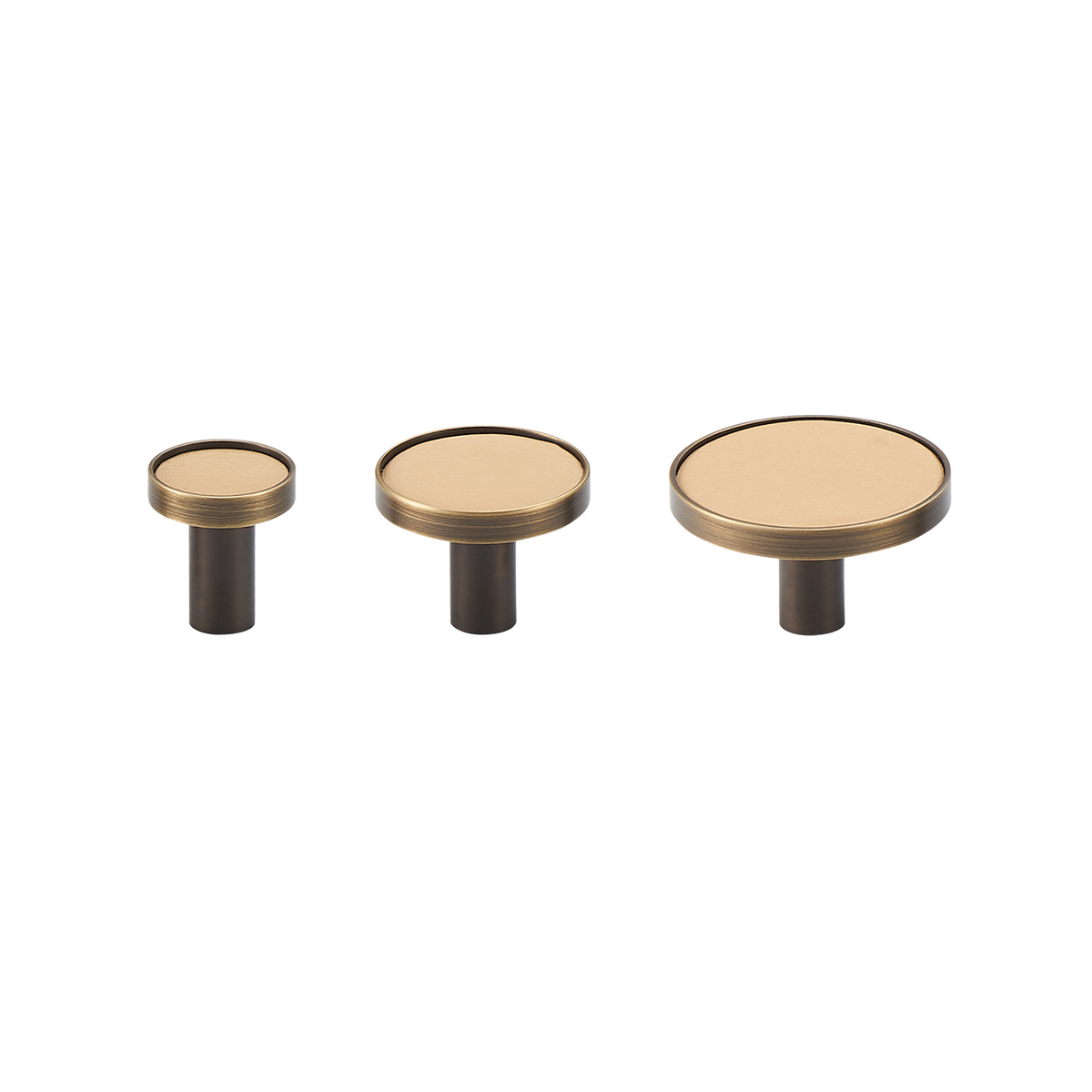 Kara Solid Brass &amp; Leather Knob | Bronze &amp; Beige