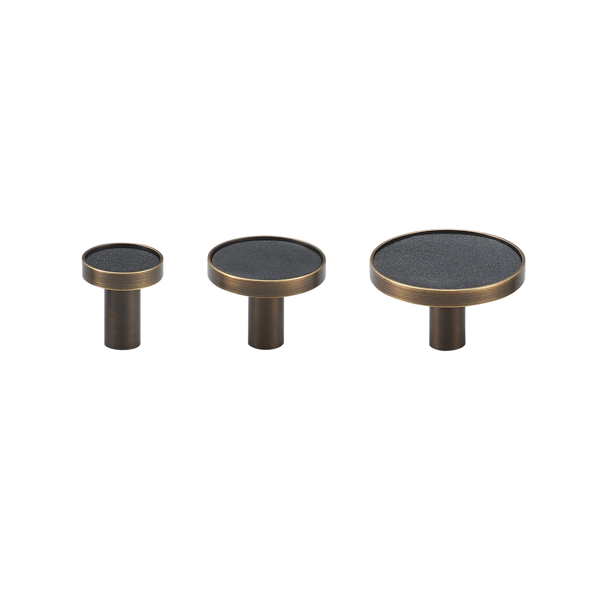 Kara Solid Brass &amp; Leather Knob | Bronze &amp; Black