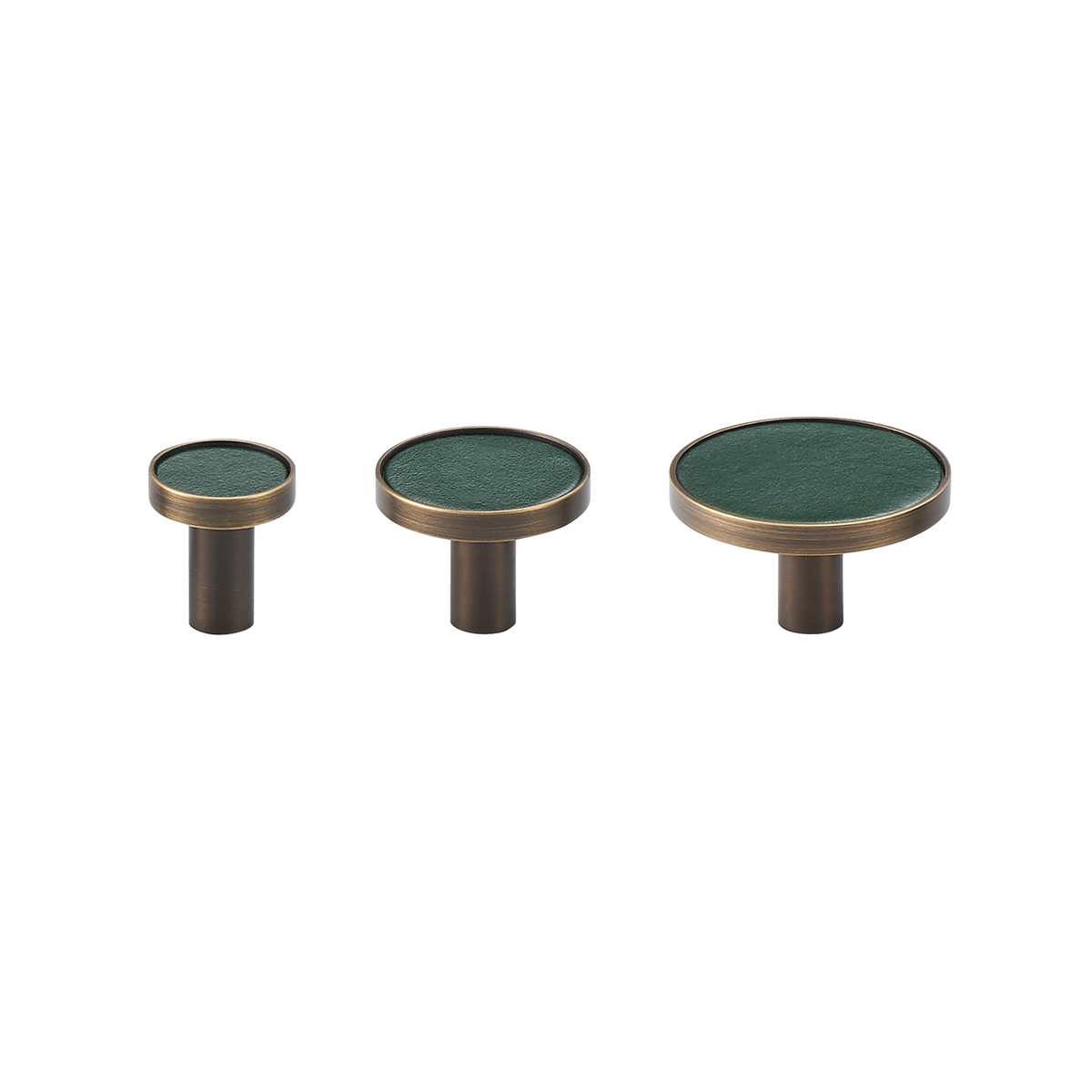 Kara Solid Brass &amp; Leather Knob | Bronze &amp; Green