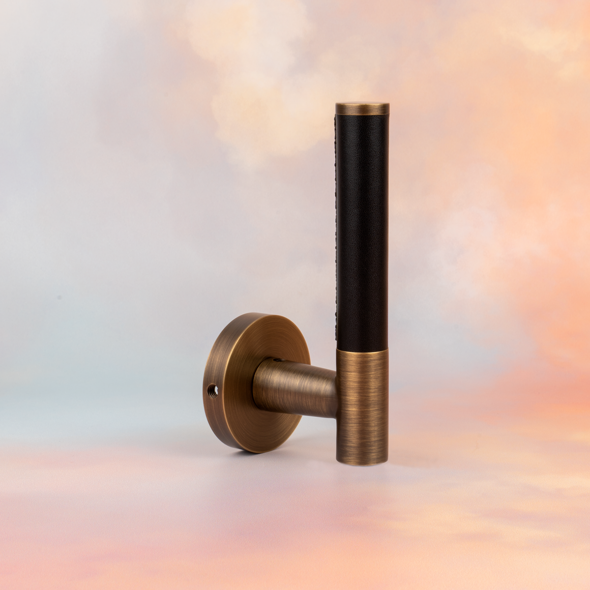 Kara Solid Brass &amp; Leather Door Lever | Bronze &amp; Black