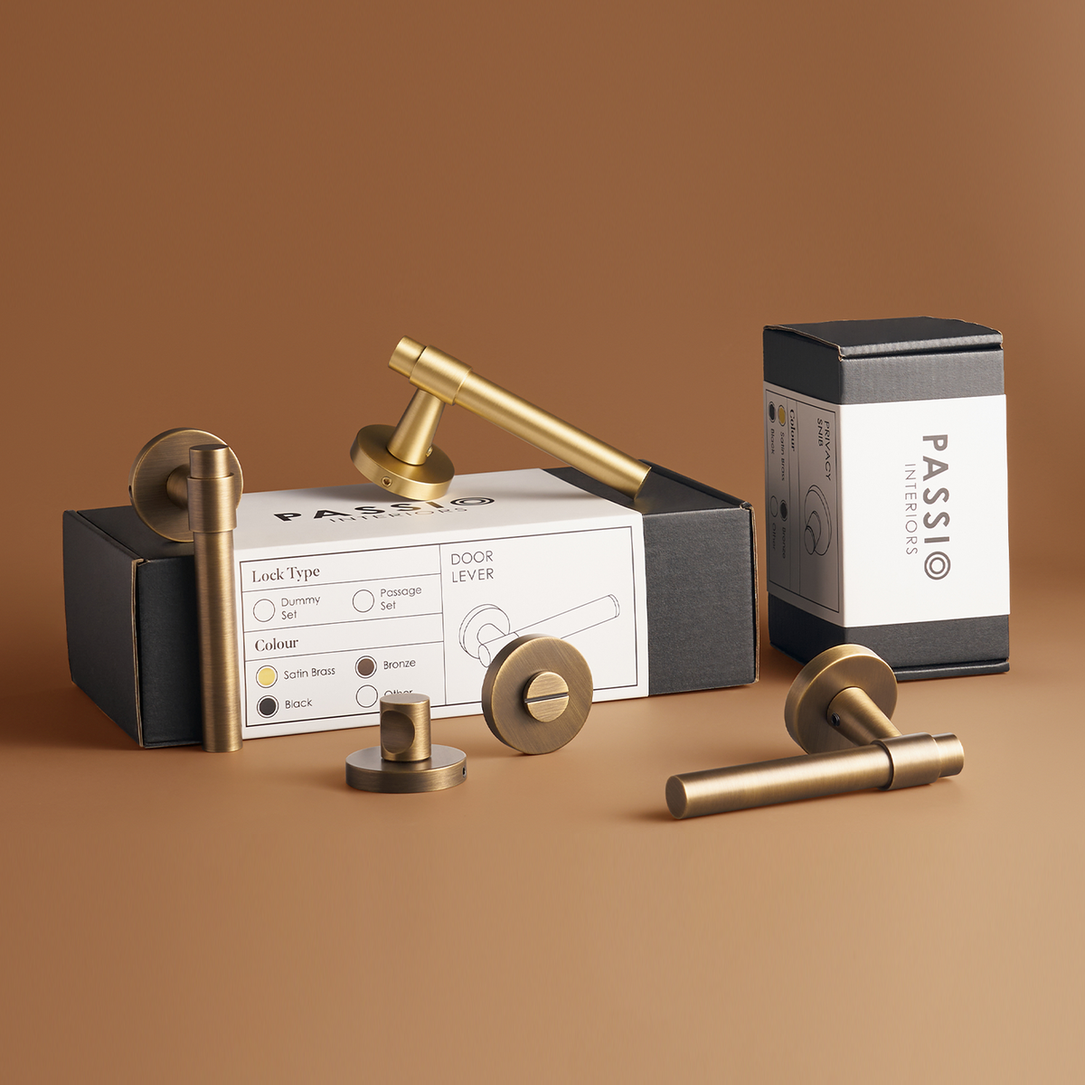 Kia Solid Brass Door Lever | Gold