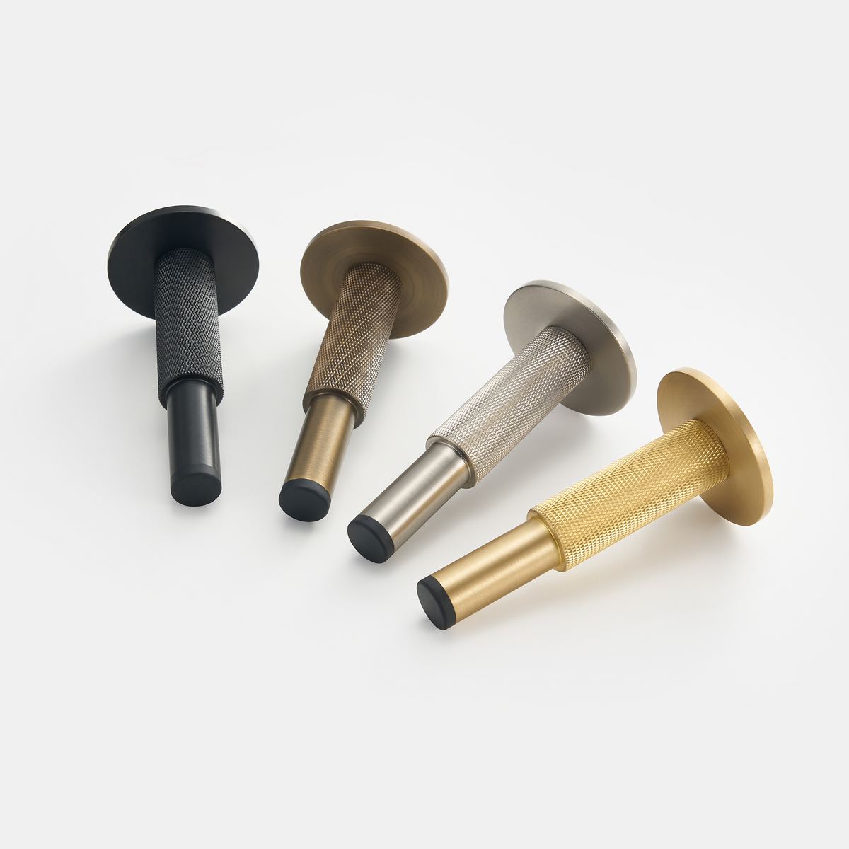 Knurled Pillar Solid Brass Door Stop | Gold