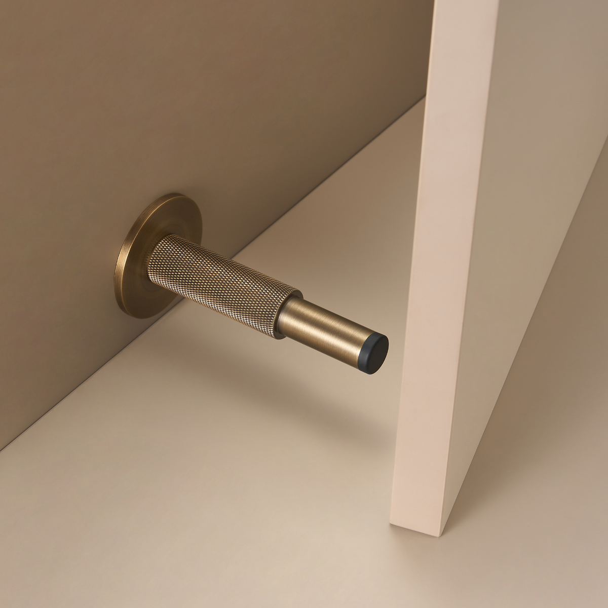 Knurled Pillar Solid Brass Door Stop | Gold