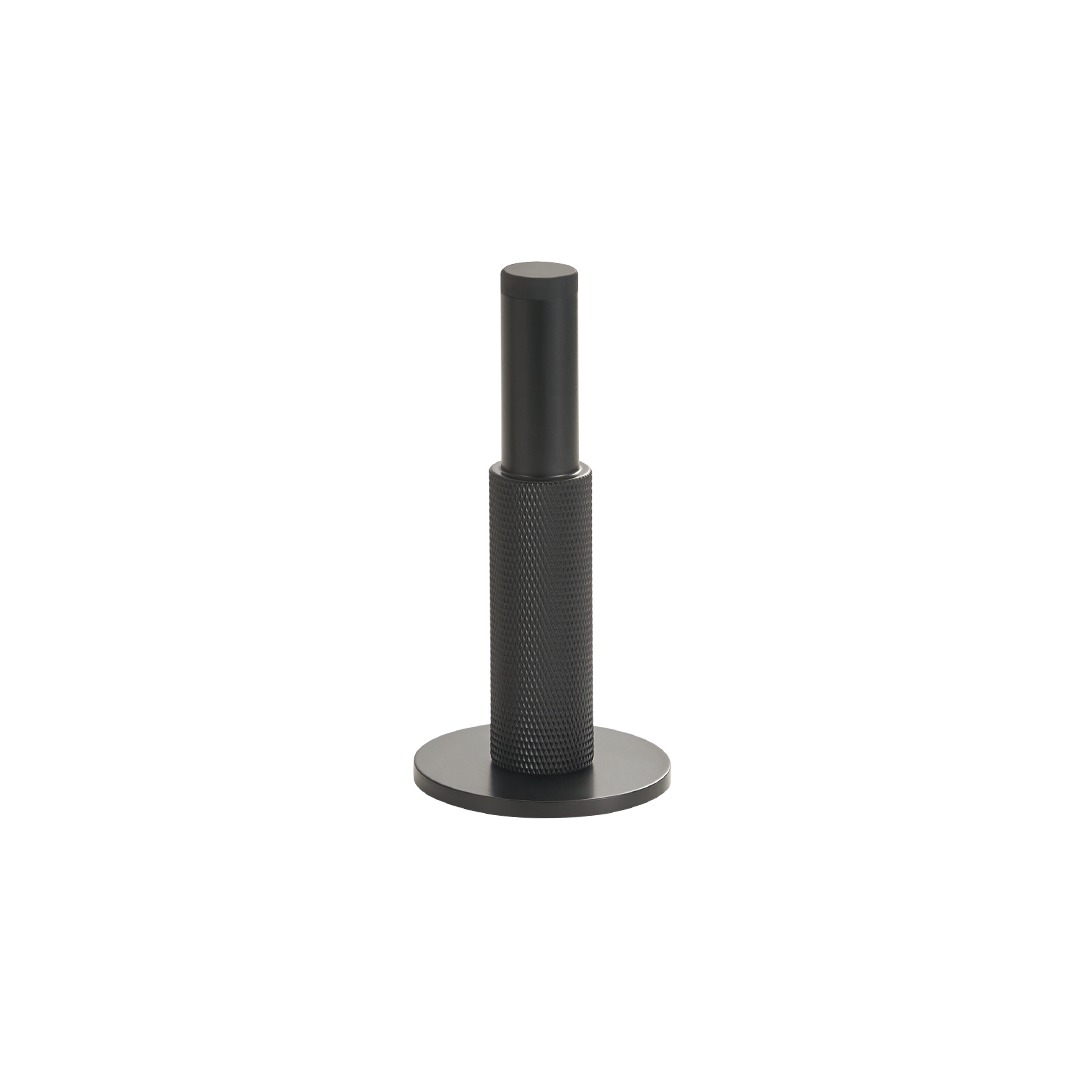 Knurled Pillar Solid Brass Door Stop | Black