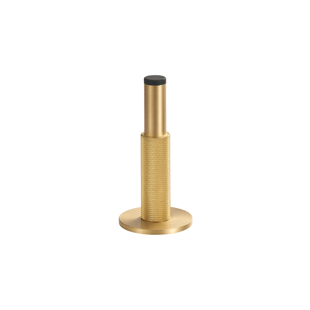 Knurled Pillar Solid Brass Door Stop | Gold