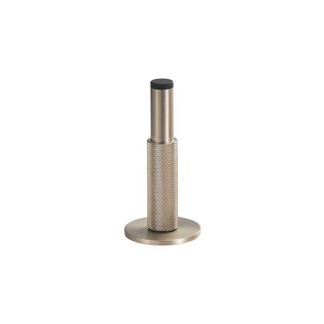 Knurled Pillar Solid Brass Door Stop | Satin Nickel