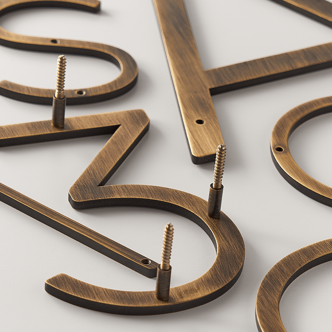 Smooth Solid Brass Floating Numbers | Bronze 10cm - 20cm - Passio Interiors