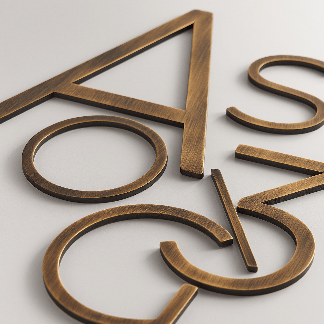Bonz Lettering Smooth Solid Brass Floating Lettering | Bronze 10cm - 20cm - Passio ...