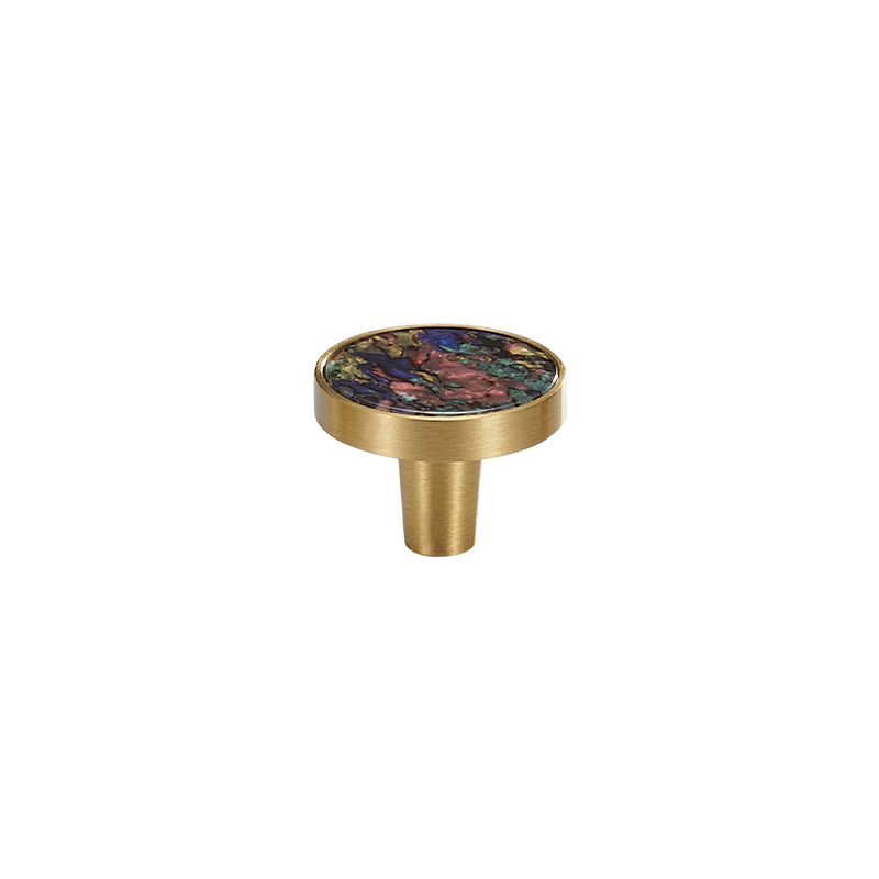 Prisma Solid Brass &amp; Acrylic Round Knob | Satin Brass &amp; Coral S - M