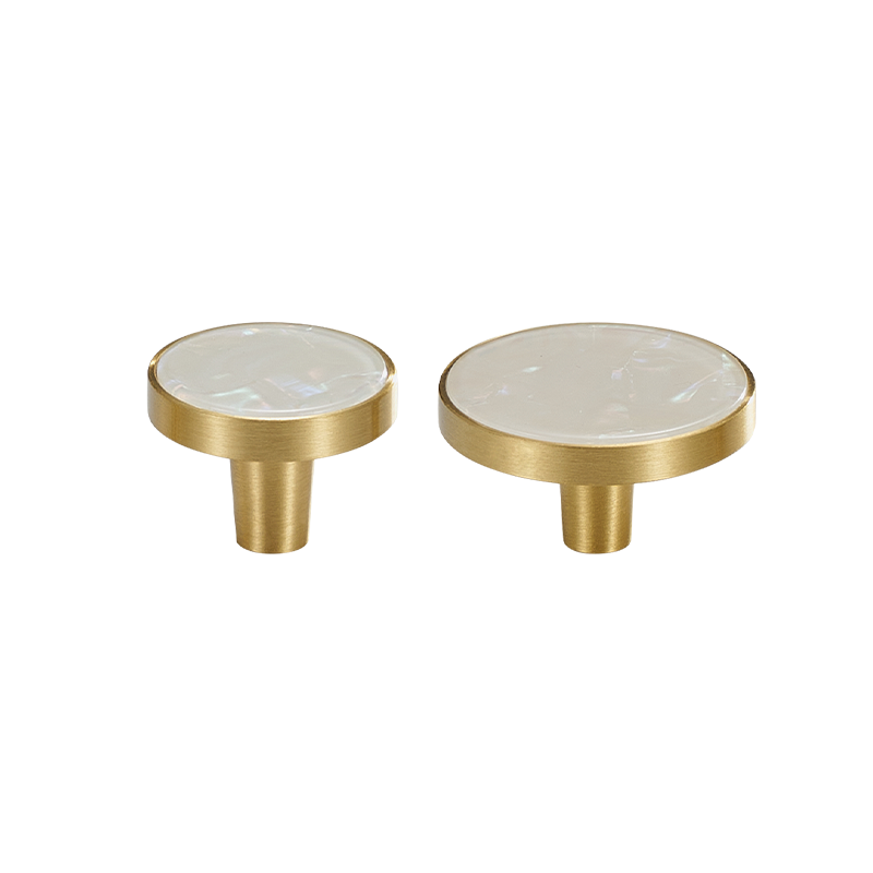 Prisma Solid Brass &amp; Acrylic Round Knob | Satin Brass &amp; Speckled White S - M