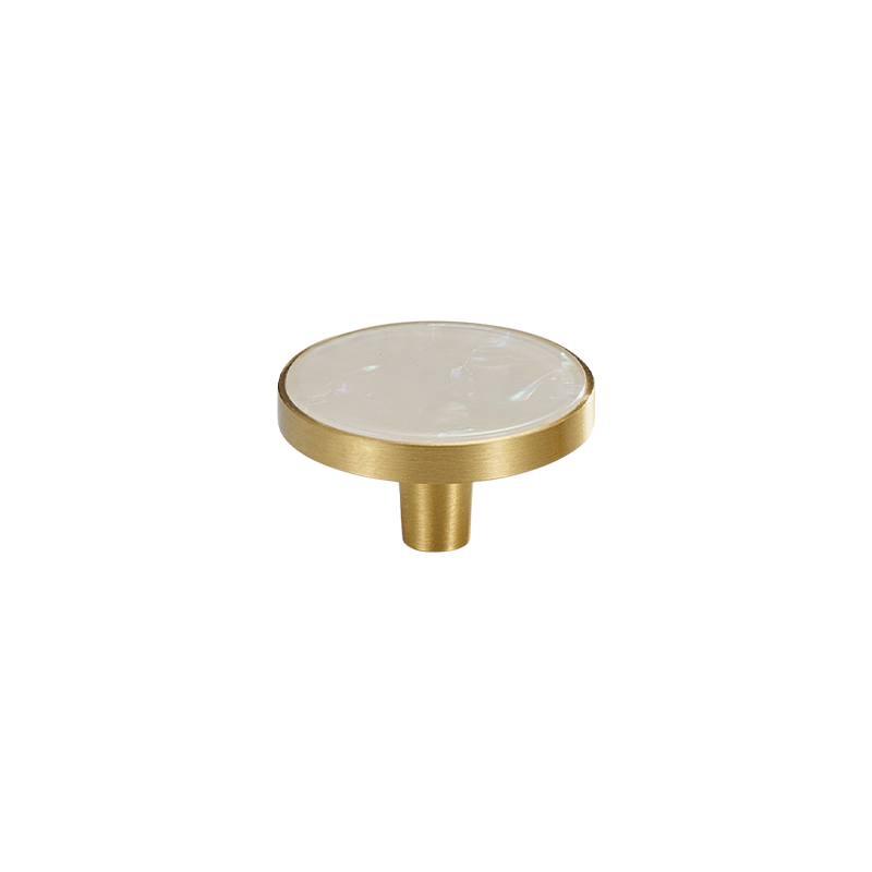 Prisma Solid Brass &amp; Acrylic Round Knob | Satin Brass &amp; Speckled White S - M