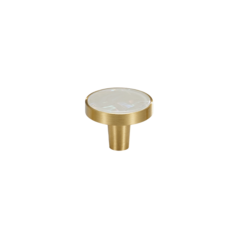 Prisma Solid Brass &amp; Acrylic Round Knob | Satin Brass &amp; Speckled White S - M