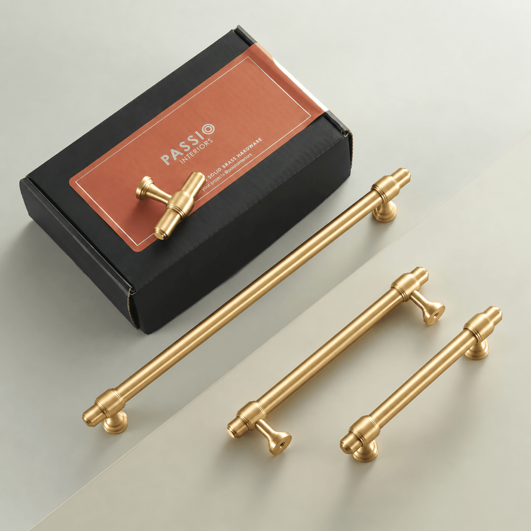 Orson Solid Brass Handle | Raw Brass - Passio Interiors