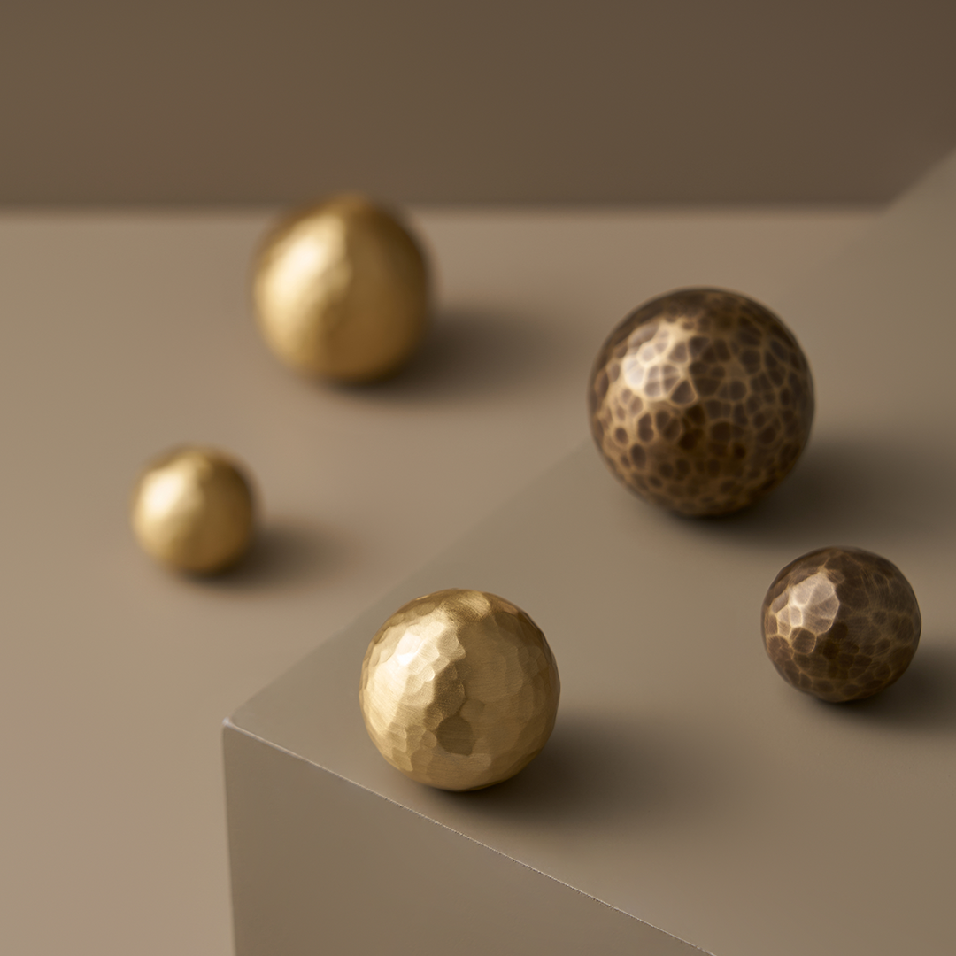 Otto Solid Brass Hammered Spherical Knob | Gold