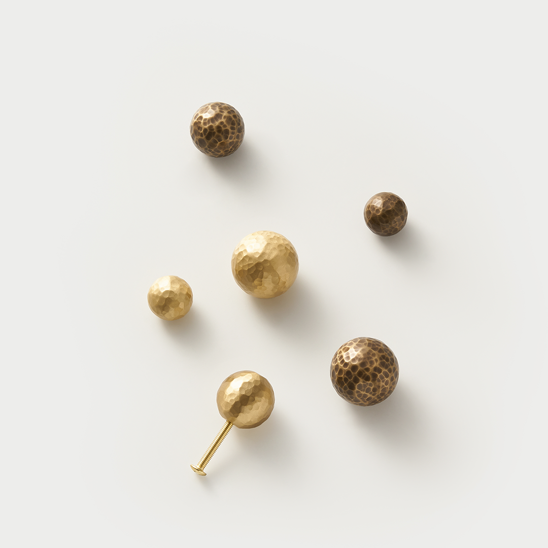 Otto Solid Brass Hammered Spherical Knob | Gold
