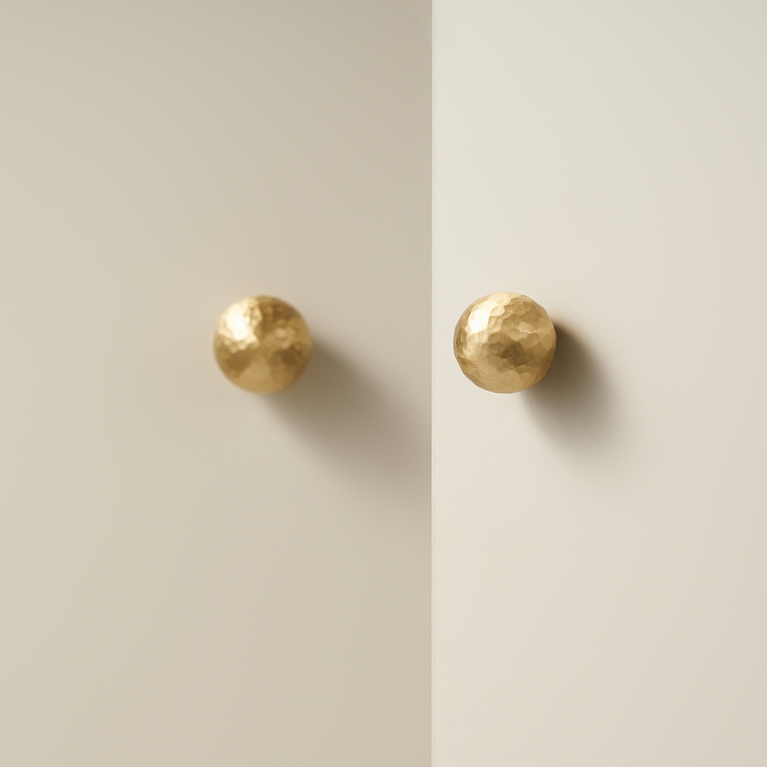 Otto Solid Brass Hammered Spherical Knob | Gold