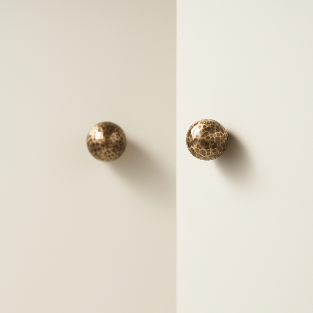 Otto Solid Brass Hammered Spherical Knob | Bronze