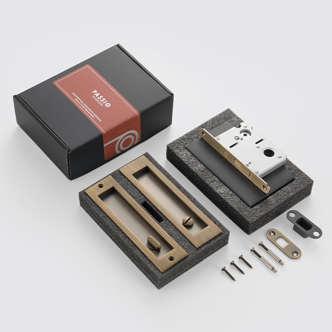Flush Solid Brass Cavity Pull | Bronze - Passio Interiors