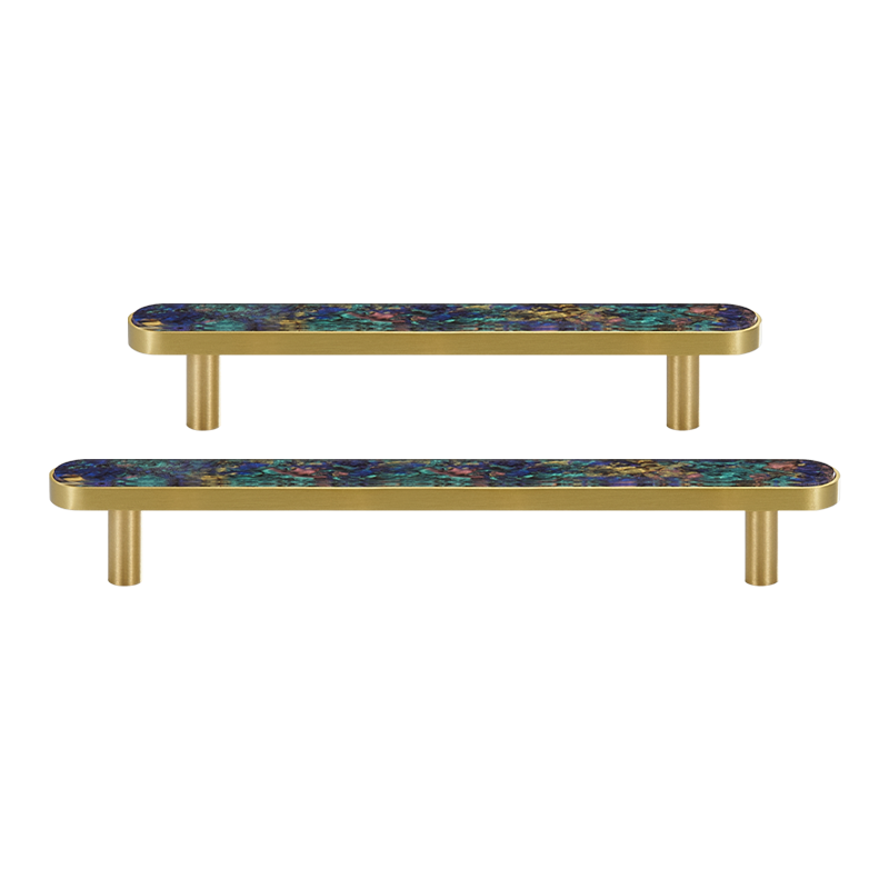 Prisma Solid Brass &amp; Acrylic Round Handle | Satin Brass &amp; Coral S - M