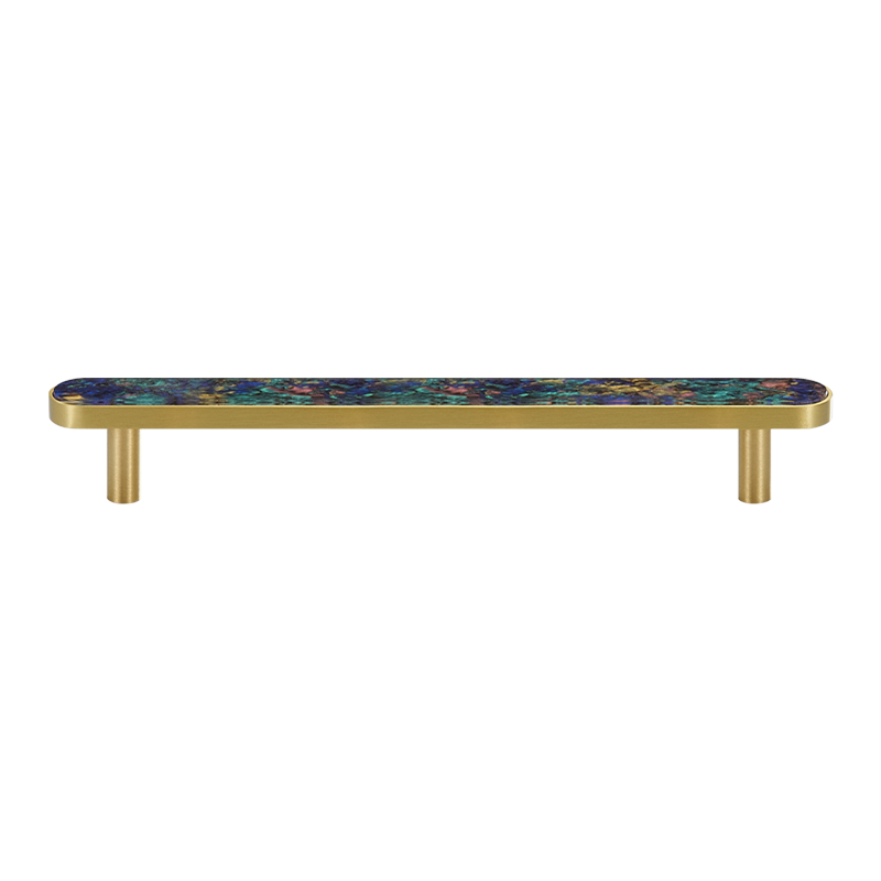 Prisma Solid Brass &amp; Acrylic Round Handle | Satin Brass &amp; Coral S - M