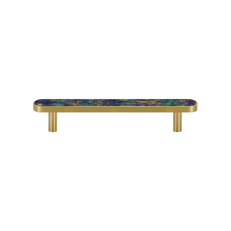 Prisma Solid Brass &amp; Acrylic Round Handle | Satin Brass &amp; Coral S - M