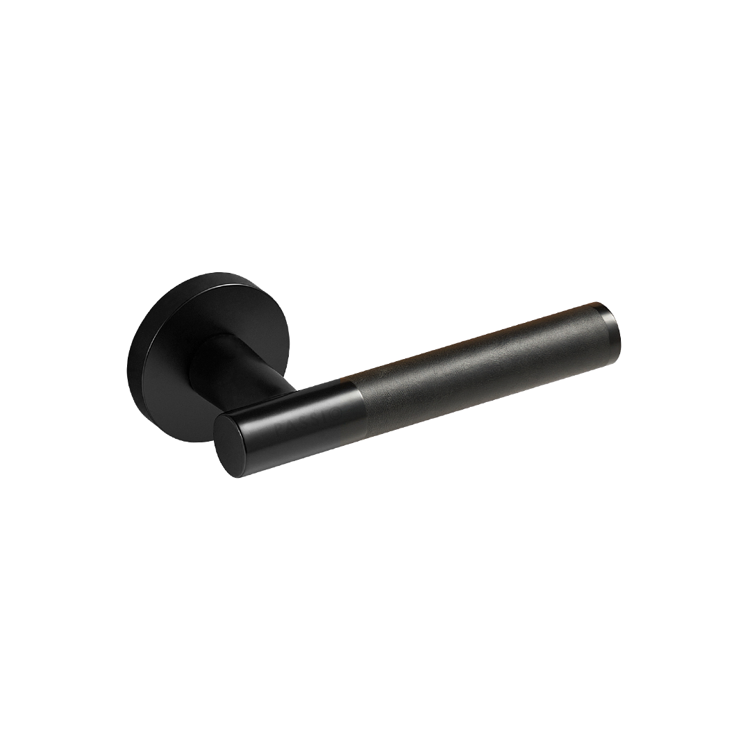 Santo Solid Brass Door Lever | Black &amp; Nero Black