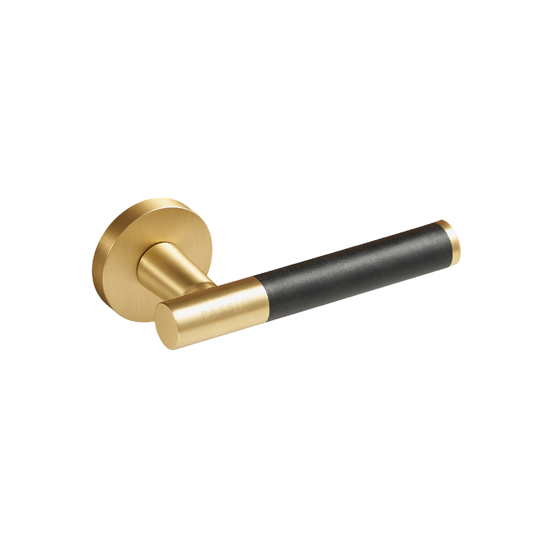 Santo Solid Brass Door Lever | Gold &amp; Nero Black