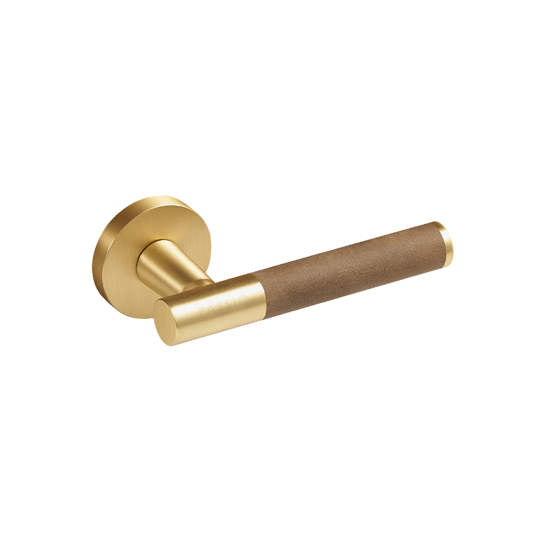 Santo Solid Brass Door Lever | Gold &amp; Castano Brown