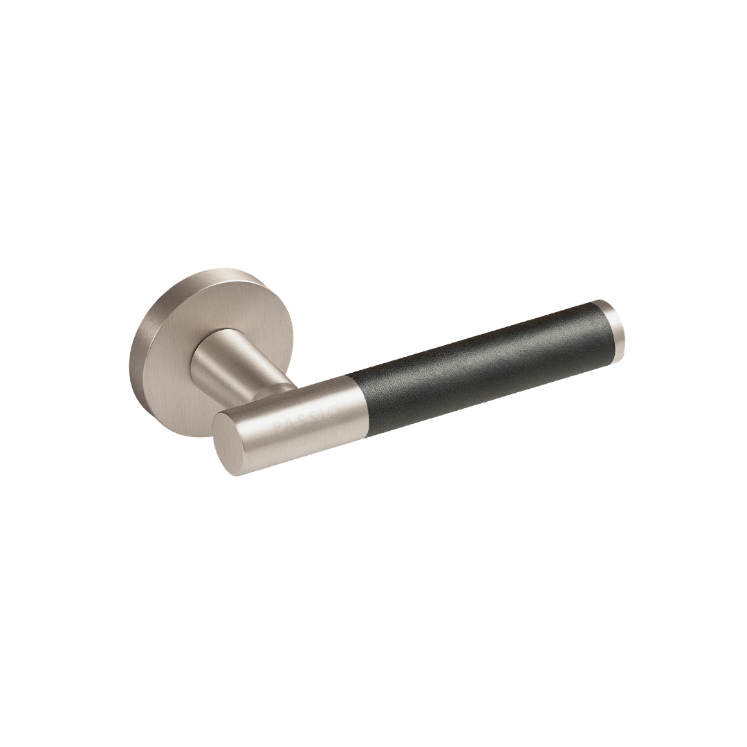 Santo Solid Brass Door Lever | Satin Nickel &amp; Nero Black