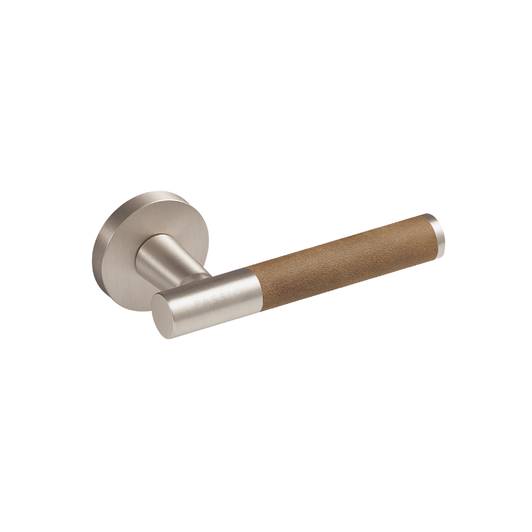 Santo Solid Brass Door Lever | Satin Nickel &amp; Castano Brown